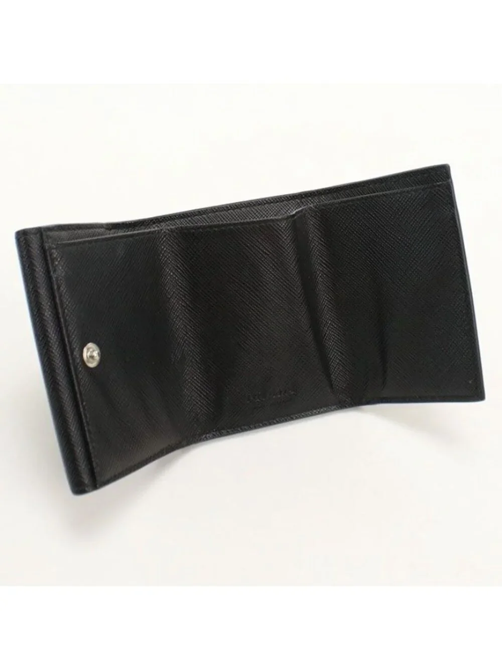 Prada Saffiano Triangle Trifold Wallet Leather